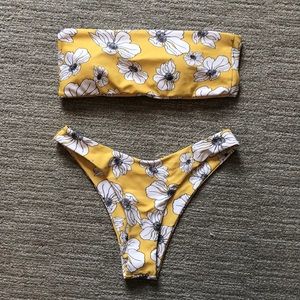 Zaful Yellow Floral Bikini
